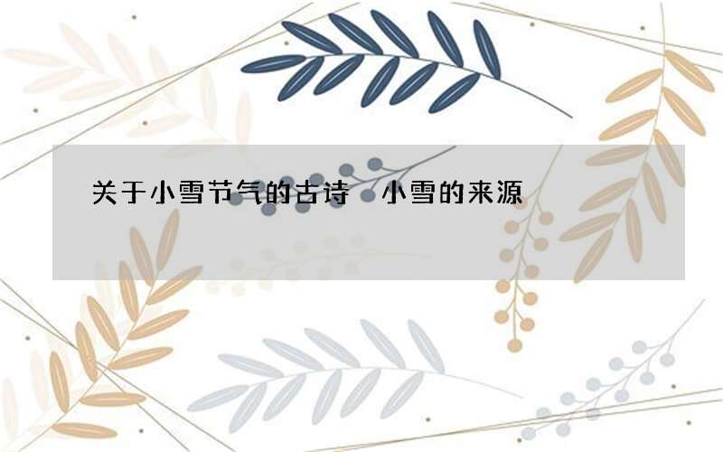 关于小雪节气的古诗 小雪的来源